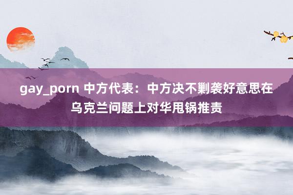 gay_porn 中方代表：中方决不剿袭好意思在乌克兰问题上对华甩锅推责