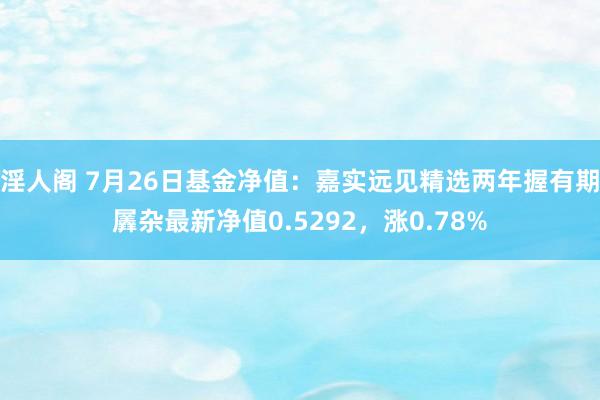 淫人阁 7月26日基金净值：嘉实远见精选两年握有期羼杂最新净值0.5292，涨0.78%