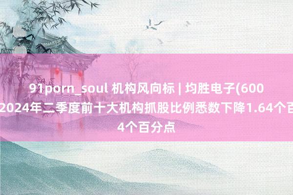 91porn_soul 机构风向标 | 均胜电子(600699)2024年二季度前十大机构抓股比例悉数下降1.64个百分点