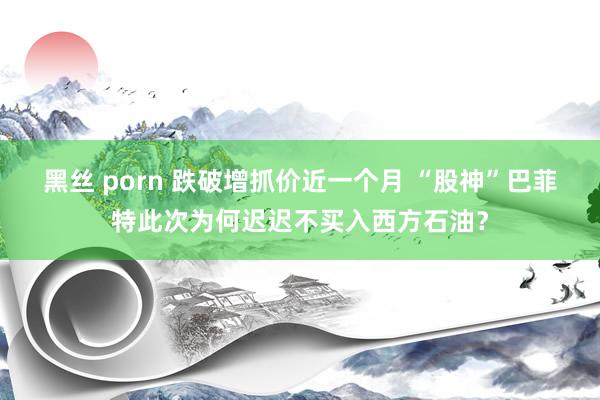 黑丝 porn 跌破增抓价近一个月 “股神”巴菲特此次为何迟迟不买入西方石油？