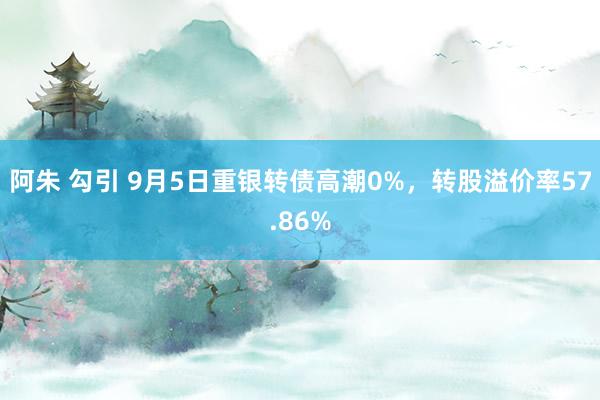 阿朱 勾引 9月5日重银转债高潮0%，转股溢价率57.86%