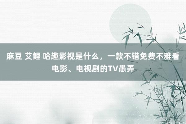 麻豆 艾鲤 哈趣影视是什么，一款不错免费不雅看电影、电视剧的TV愚弄