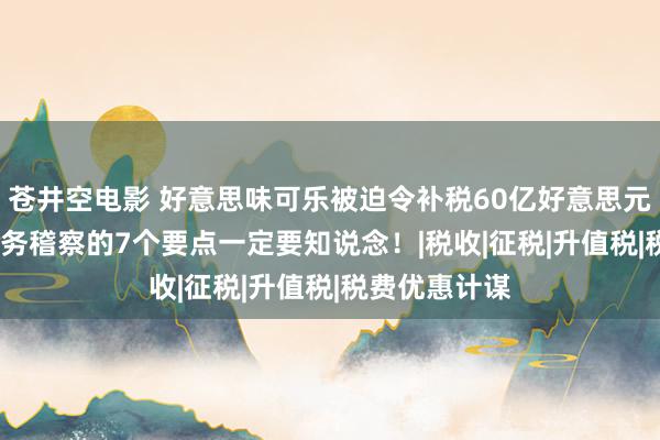 苍井空电影 好意思味可乐被迫令补税60亿好意思元！2024年税务稽察的7个要点一定要知说念！|税收|征税|升值税|税费优惠计谋